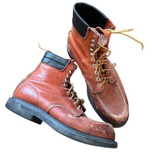 Red Wing Moc Toe SuperSole Work Boots Red Oro Russet 10 D Vintage 1990's